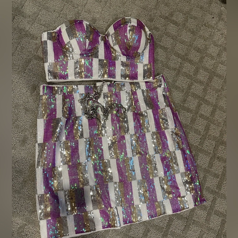 Hello Molly purple and white festival set, size 6-8